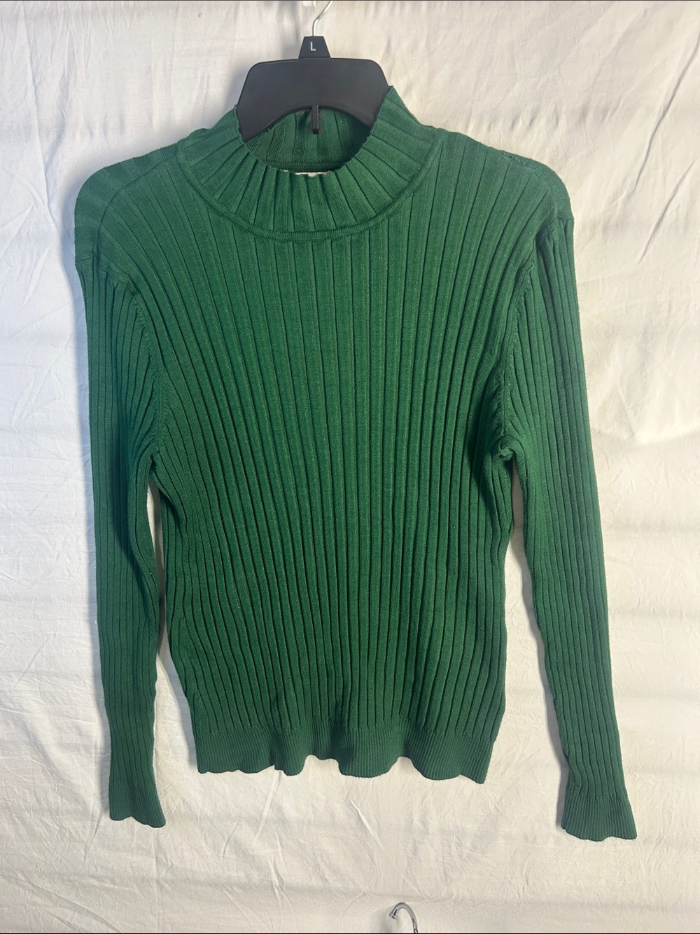 Ribbed Mock Neck Sweater Top - Green